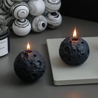 China Cake Decorating Fantasy Space Collection Moon Scented Black And White Candle Bedroom Ornament Moon Candle for sale