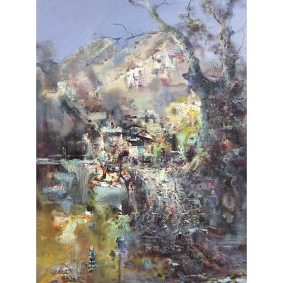 China Modern Abstract Landscape Bedroom Decoration 80*60cm Rectangle Landscape Oil Painting for sale