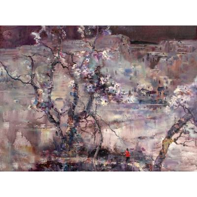 China 90*70cm Rectangle Pastoral Oil Painting Popular Hand Painted Landscape Pastoral For Room Decoration for sale