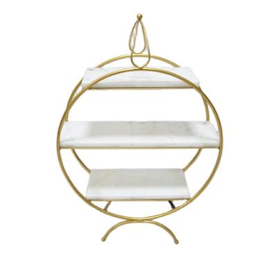 China New Product Gift Decor Metal Tabletop Jewelry Rack Jewelry Display Home Gold Marble Top Traditional Elegant Handcrafted Stand Table Luxury for sale