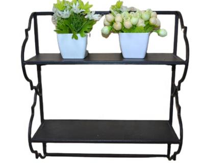 China Home Products Handcrafted Wall Shelf Iron Metal Opens Living Room Wall Decor Storage Rack Flower Stand Decoration Art Indoor Hotsale Cheap for sale