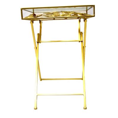 China Handmade Elegant High End Metal Legs Handmade Elegant Metal Legs High End Table Butterfly Shape Gold Glass Side Modern Luxury for sale