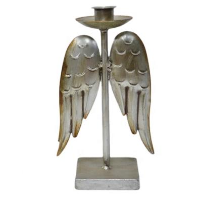 China Hot Sale Cheap Home Decor Wing Elegant Art Home Decorative Candle Holder Angel Customized Crafts Metal Art Gifts Table Top for sale