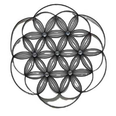 China Traditional Traditional Metal Wrought Iron Scroll Round Shape Flower Decorative Home Craft Shpe Wall Decor Modern Classic Gift for sale