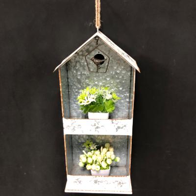 China New American Style Design Garden Planter for Home Indoor White Flower Pot Decoration &Outdoor Decor Metal Wall Hanging Flower Rack for sale