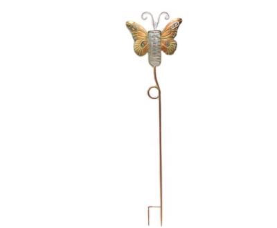 China Rustic Metal Embellishments for Traditional Crafts Decors Arts Butterfly Shape Rain Gauge Creative Gifts Gardening Cheap Stake Decor for sale