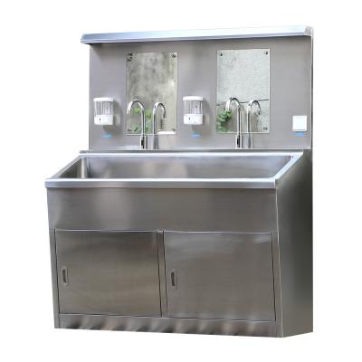 China Medical Grade Stainless Steel Handwash Sink 2 Basins Cutting-Edge Double-Layered for sale