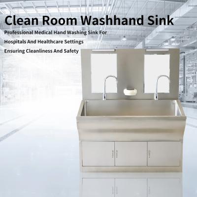 China 304 Stainless Steel Double-Person Hand Wash Sink for Pharmaceutical and Food Processing for sale