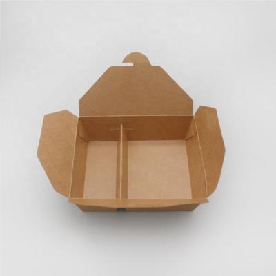 Cina #8 Hot Sale Food Grade Takeway Food Box Printed Kraft/Bamboo Paper Lunch Box Take Away Lunch Packing Boxes in vendita