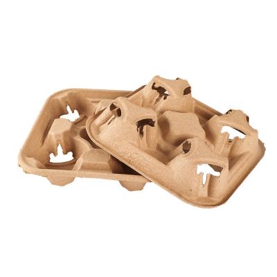 China Pulp cup holder coffee paper cup tray 4 cup paper cardboard tray holder carrier zu verkaufen