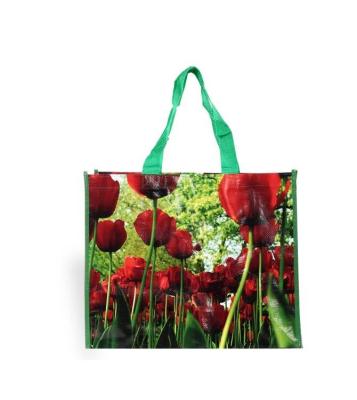 中国 Supermarket Reusable Recyclable Shopping Gift Promotional Laminated PP Woven Bag 販売のため