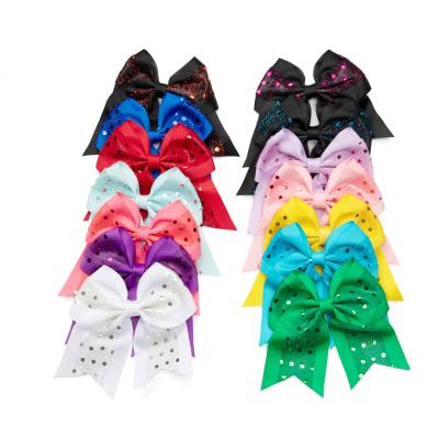 China Soft Sequins Cheer Bow Hair DIY Bow Hair Accessories For Girl Glitter Hair Clip for sale