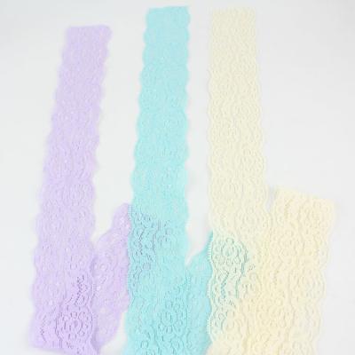 China Eco - Friendly Cheap Custom Embroidered Colorful Elastic Lace Fabric Ribbon For Crafts for sale