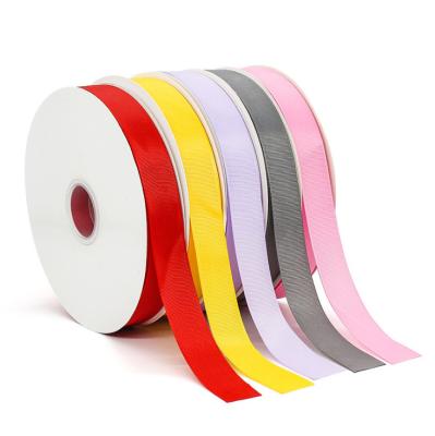 China Wholesale high quality 5MM-100MM solid 245 colors polyester solid color grosgrain ribbon gift ribbon custom logo print for sale