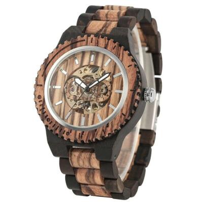 China Fashionable Wholesale Waterproof Wooden Strap Men's Mechanical Movement Japan Wood Watch for sale