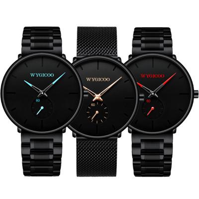 China Power Reserve WYGICOO OEM Metal Montre Analogue Reloj Relojes Analogicos Customized Quartz Analog Watch For Men Black for sale