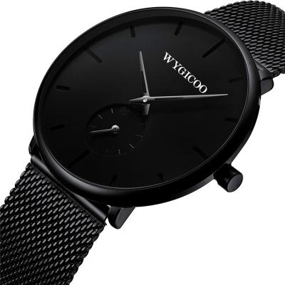 China WYGICOO Water Resistant Minimalist Mens Wrist Private Label Black Luxury Watch For Men for sale