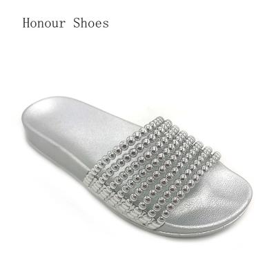 China Fancy PVC New Design Beaded Non-slip Sandals Massage Chinese Women's Imported Slippers for sale