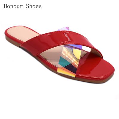 China 2019 Summer South Africa New Design Red Lacquer Durable Simple Ladies Slippers for sale