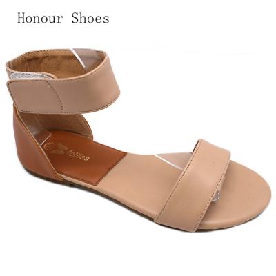 China TPR the latest design fashion girl ankle strap sandals flat sandals for sale