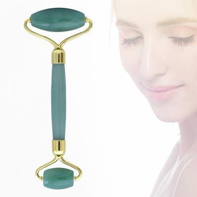 China Jade Roller Face Body Neck Massager Anti Wrinkle Hand-Helded Double Hand-Helded Main Skin Care Natural Jade Stone Beauty Device for sale