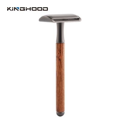 China Twin Blade Handle Men Barber Shave Tool Double Edge Wooden Safety Razor for sale