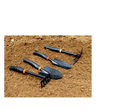 China Modern Directly Supplied Vinyl Handle Garden Shovel 4 Piece Double Shovel 5 Tooth Hoe Garden Tool Kit for sale