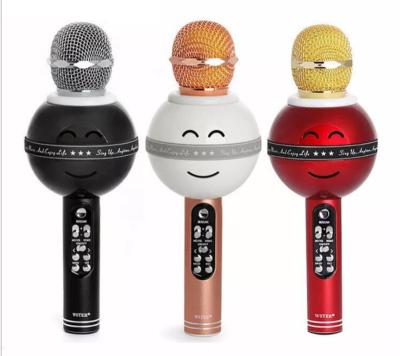 China Hot Sales Mobile Home KTV Handheld Karaoke Microphone WS878 Wireless MIC With LED Lights Controllable Speaker for sale