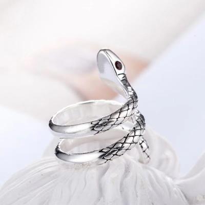 China FASHIONABLE Vintage Distressed Jewelry Punk Snake Shaped Adjustable Ring Cobra Opening Ring Sliver Snake Ring for sale