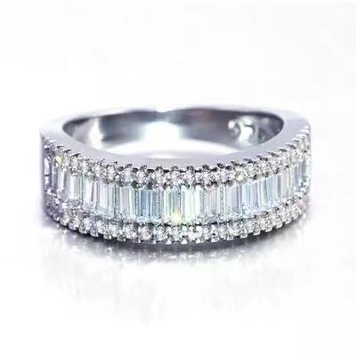 China Hot Sale FASHIONABLE Full Diamond Zircon Ring Silver Jewelry Ring Fashion Ladies Wedding Diamond Ring For Women for sale