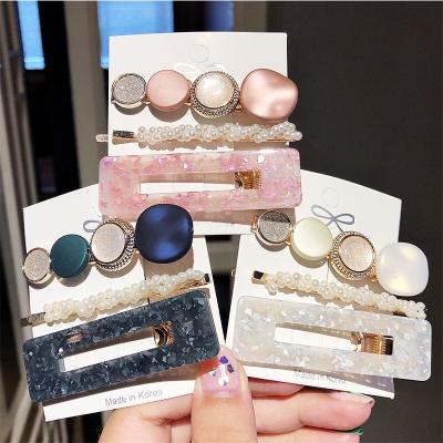 China Korean three-piece hair clip pearl hair clip hot selling hair clip set border girl's Korean three-piece hair clip for sale