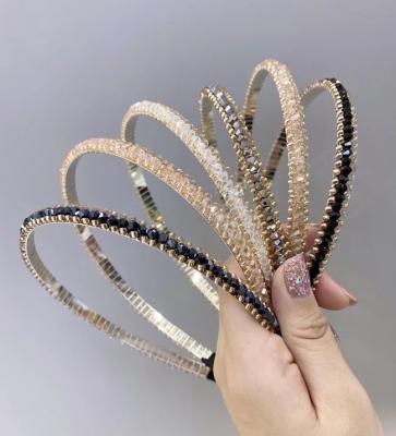 China Bling Elegant and Beautiful Bling Rows Crystal Rhinestone Headband Girls Thin Hair Circle Fashion For Women for sale