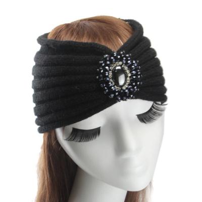 China Stylish and beautiful fashionable European American ladies jewel knitted headband hair accessories knitted headband hot for sale