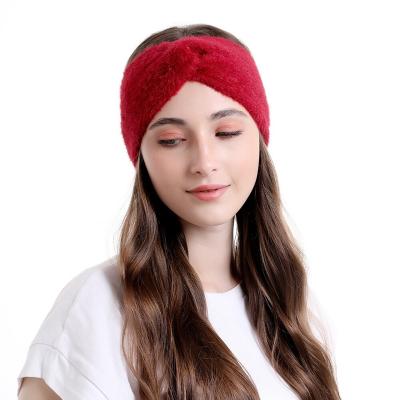 China New women's cross headband velvet Korean wholesale soft elastic headband winter design hot sale simple and elegant for sale