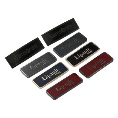 China Washable Handbag Accessories Nickel Plated Handmade Sew On Custom Brand Logo Name Plate Metal Label for sale