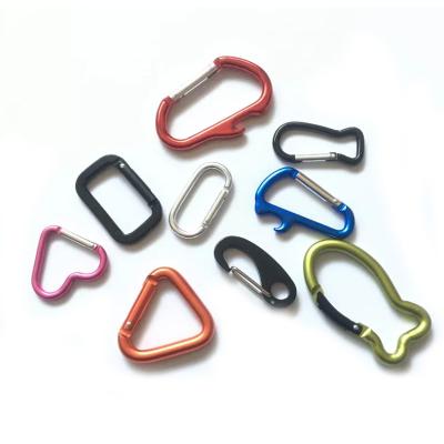 China Heavy Industry Mini Small Size Pretty Black Gold Silver Ring Locking Spring Clip Keychain Carabiner for sale