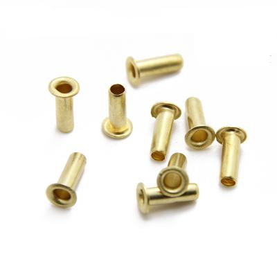 China Nickel Free & Garment Shoe 4Mm*6Mm Dome Barrel Hollow Eyelet Lead Free Galvanized Brass Semi Tubular Eyelet Rivets for sale