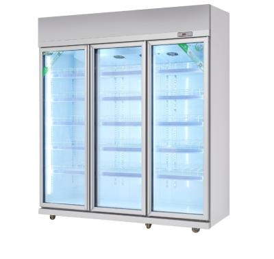 China Single-temperature Green&health Supermarket Commercial Glass Door Display Freezer Upright Refrigerator Cooler for sale