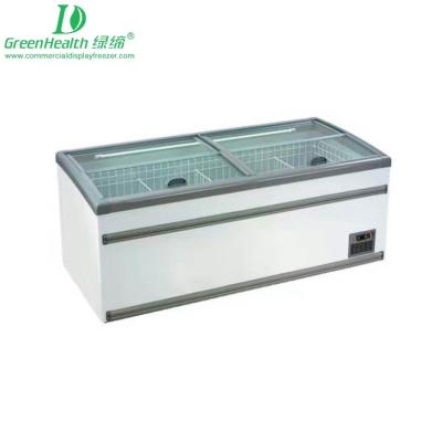 China Single-temperature Green&Health 2.1m Plug In Open Type Sliding Door Island Freezer for sale