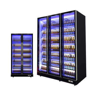 China Single-temperature Green&Health Restaurant Supermarket Bar Cold Beverage Beverage Drinks Cooler Glass Door Fridge for sale