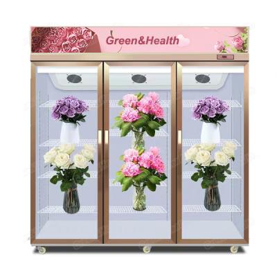 China Single-temperature Fan Cooling Commercial Glass Showcase Drink Coolers Upright Flower Cooler for sale