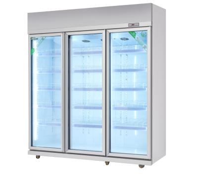 China Single-temperature Cooling Fan Supermarket Refreshment Refrigerator With Glass Door for sale