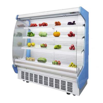 China Commercial Front Refrigerator Showcase Display Cooler Single-temperature Upright Refrigerator Open Vegetable And Fruit Supermarket for sale