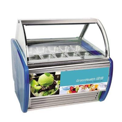 China Single-Temperature 18 Pan Gelato Freezer Showcase Machine Ice Cream Display Freezer with LED Light for sale