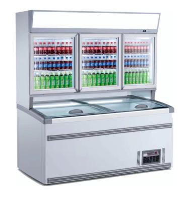 China Double-temperature Green&health Display Commercial Dual Temperature Upright Combo Refrigerator Freezer for sale