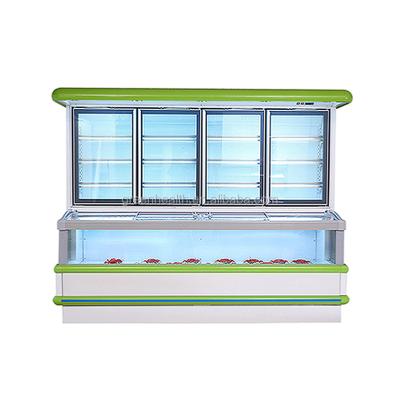 China Double-temperature supermarket refrigerator with fridge/freezer combination remote display commercial refrigeration for frozen food. for sale