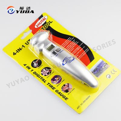 China ABS China Factory Digital Tire Pressure Gauge 10 Bar With Multifunctional Hammer Light Cutter for sale