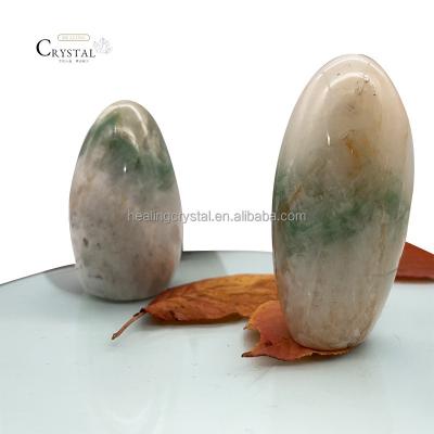 China High Quality Green Quartz Crystal Oval Shaped Table Decoration Natural Healing From Europe for sale