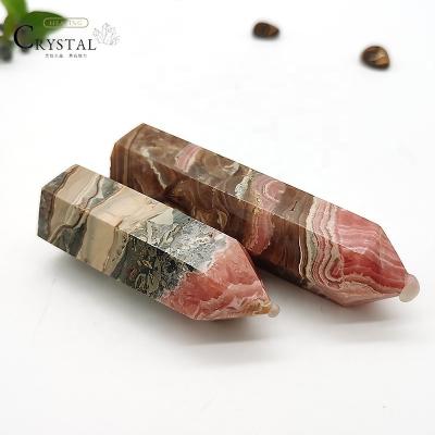 China Wholesale 100% Natural Healing Crystal Point Stones Argentina Natural Healing Cut Rhodochrosite Quartz Wand For Sale for sale