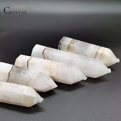 China Wholesale 100% Natural Natural Brown Afghanistan Jade Point Healing Gemstone Wand Rose Healing Towers For Home Decoration for sale